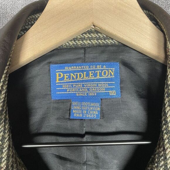 VTG Pendleton Jacket Mens M Gingham Plaid Chore Blazer 2 Pocket Wool Shacket - Picture 3 of 10